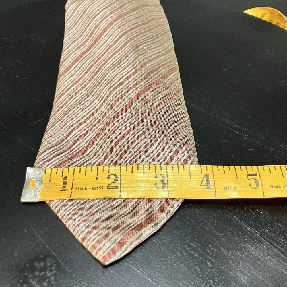 Valentino 100% Silk Diagonal Stripe Neck Tie Red Silver Gray Italy Designer